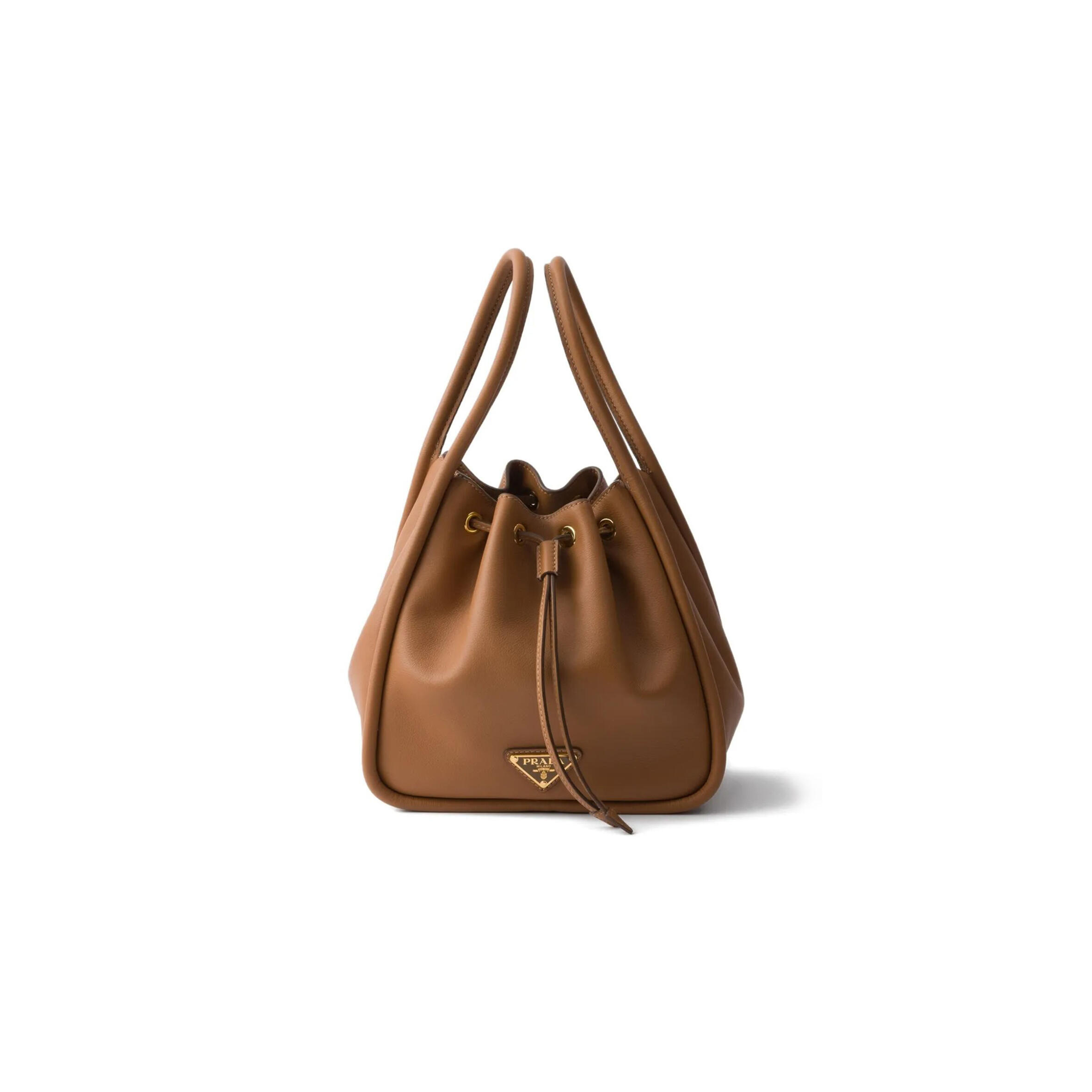 PRADA DARLING LEATHER DRAWSTRING BUCKET BAG 1BE087 (22*21*10.5cm)